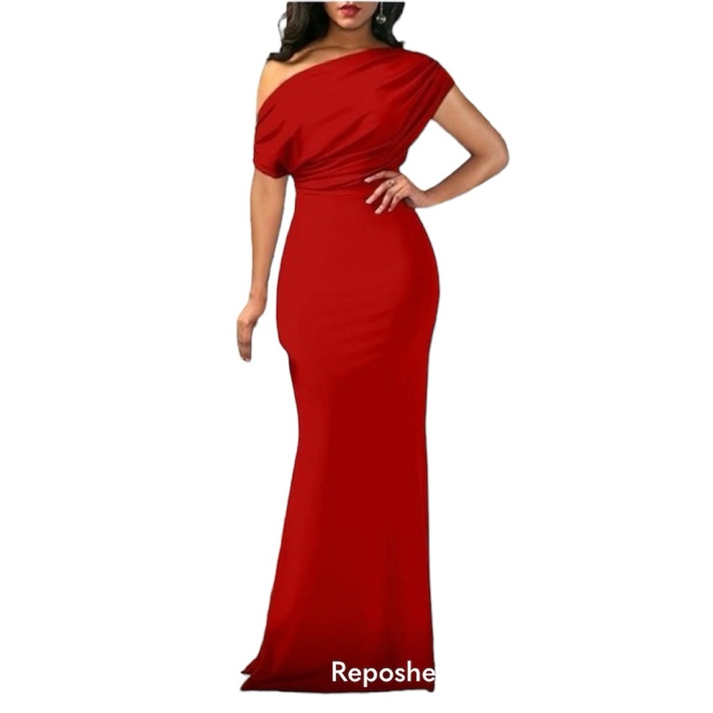 Women's Red Off Shoulder Bodycon Maxi Dresses Size 2X NWOT
